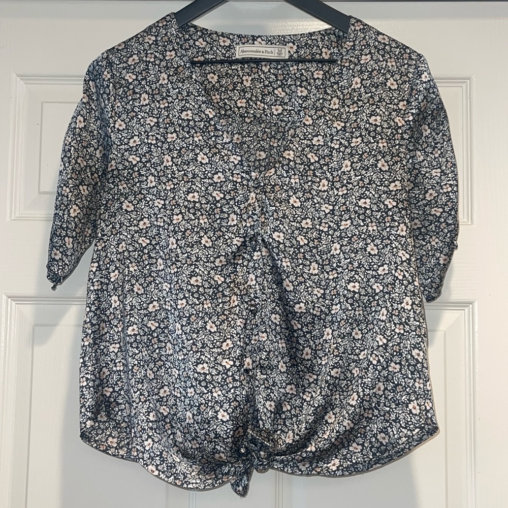 Abercrombie & Fitch Floral Blouse - Blue and White